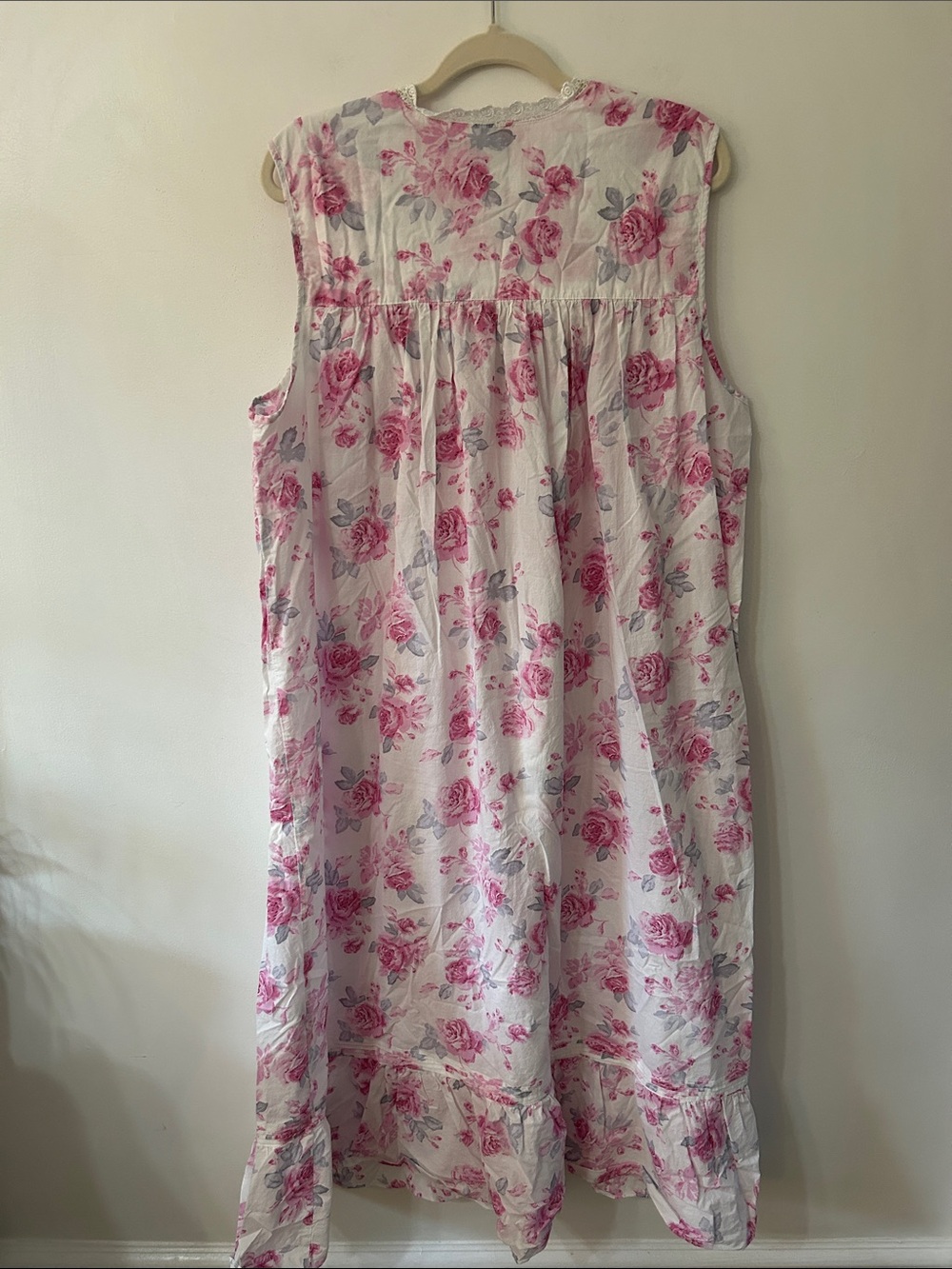 Eileen West Pink Floral Sleeveless Nightgown Size 2X Cottagecore Lace Ruffled - Picture 6 of 12